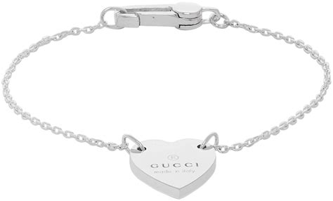 gucci heart bracelet silver on wrist|heart bracelet with gucci trademark.